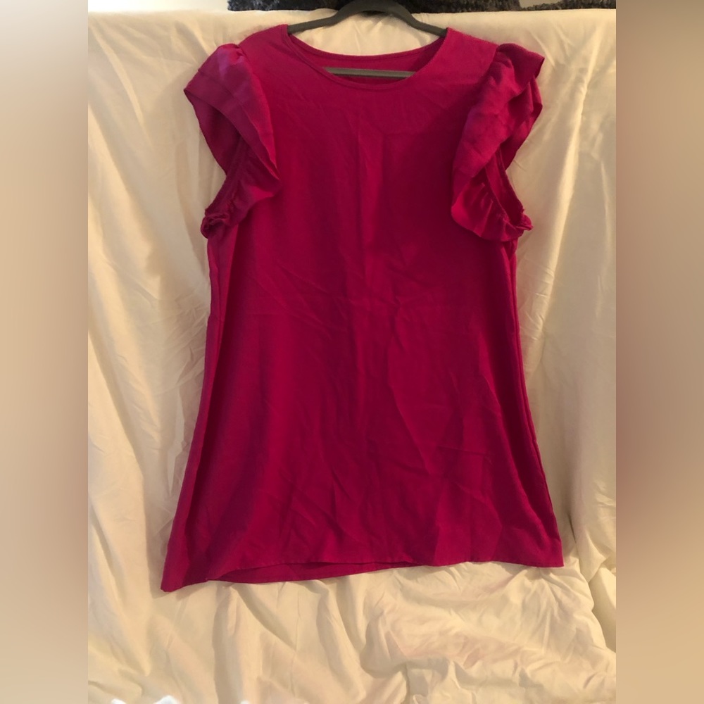 Fuschia Ruffle Sleeve Dress-SHEIN
